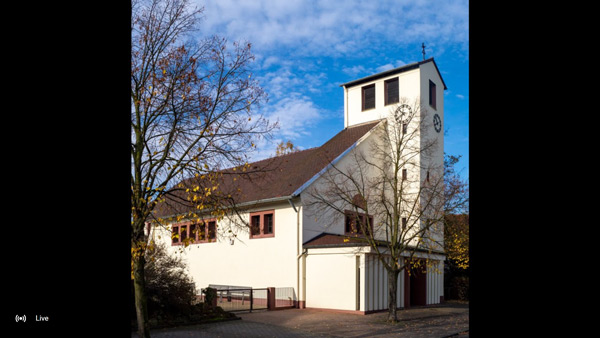 Bild für den live Gottesdienst am 22. Mai 2022 aus der evangelischen Johanneskirche in Ketsch mit Pfarrer Christian Noeske.